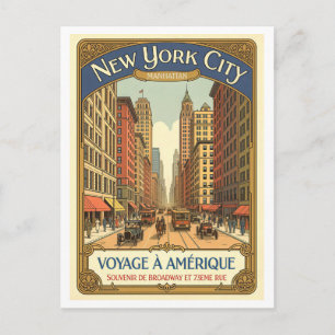 New York City, Fransk Retro Bway & 73rd Unik Vykort