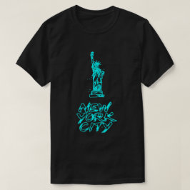 New York City Frihetsgudinnan Neon Cyan Pensel  T Shirt