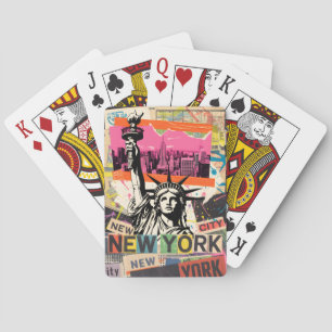 New York City Frihetsgudinnan Retro Punk Collage Casinokort