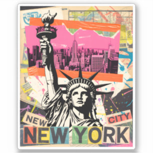 New York City Frihetsgudinnan Retro Punk Collage Klistermärken