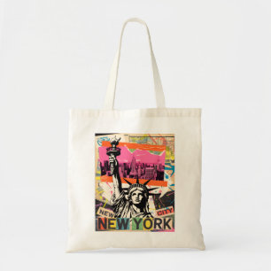New York City Frihetsgudinnan Retro Punk Collage Tygkasse