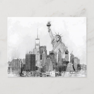 New York City Frihetsgudinnan Sketch Helg Vykort