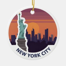 New York City Frihetsgudinnan Skyline Julgransprydnad Keramik