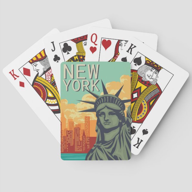 NEW YORK CITY Frihetsgudinnan Skyline Retro Casinokort (Baksidan)