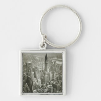 New York City Fyrkantig Silverfärgad Nyckelring