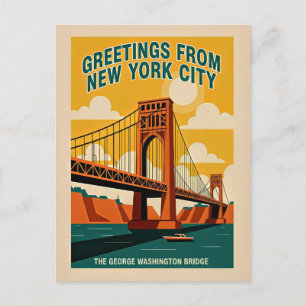 New York City George Washington Bridge Retro Vykort