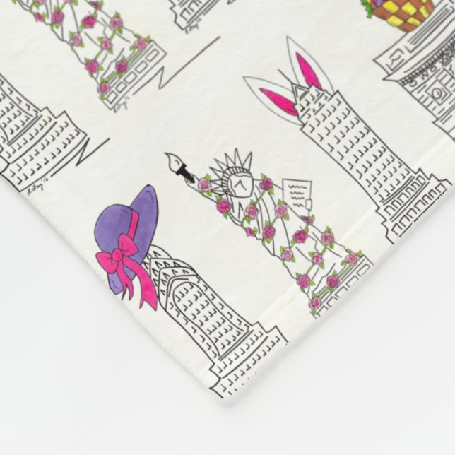 New York City Glad påsk Parad NYC Landmarks Fleecefilt (Hörn)