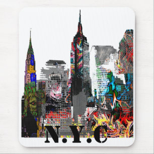 New York City graffiti skyline Musmatta