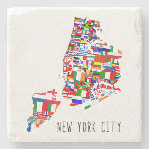 New York City-grannarna Flaggor Karta Underlägg Sten