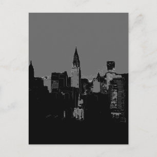 New York City Grått Pop Art Postkort Vykort