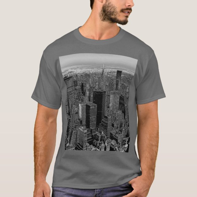 New York City Grått Pop Art Stil T Shirt (Framsida)