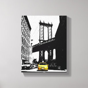 New York City Gult Taxi Brooklyn Bridge Pop Art Canvastryck