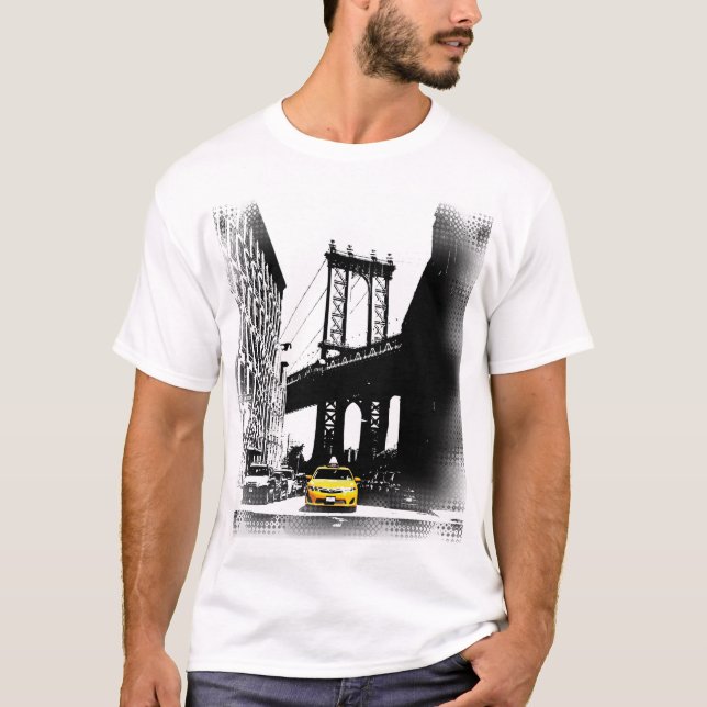 New York City Gult Taxi Nyc Modern Pop Art T Shirt (Framsida)