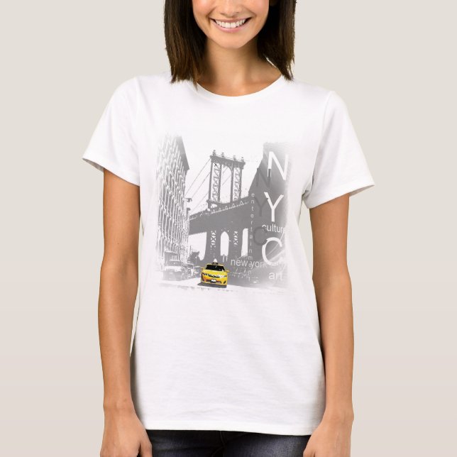 New York City Gult Taxi Pop Art T Shirt (Framsida)
