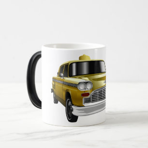 New York City Gult Vintage Cab Magisk Mugg