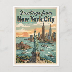New York City Hälsningar Statue of Liberty Vykort