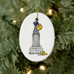 New York City Hanukkah Gelt NYC Skyscraper Helgdag Julgransprydnad Keramik<br><div class="desc">Med en originalmarkörillustration av ett klassiskt NYC-märke som "klätt sig" med gelt för julhelgen. Idealisk för att ha firat Hanukkah! Denna illustration av Chanukah finns också på andra produkter. Ser du inte vad du är tittar för? Behöver du hjälp med anpassning? Kontakta Rebecca för att få något designat bara för...</div>