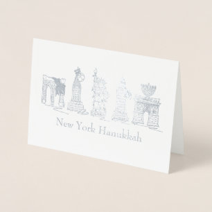 New York City Hanukkah NYC Jewish Helgdag Chanukah Folierat Kort