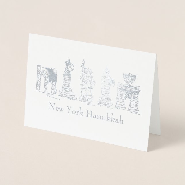 New York City Hanukkah NYC Jewish Helgdag Chanukah Folierat Kort (Framsida)