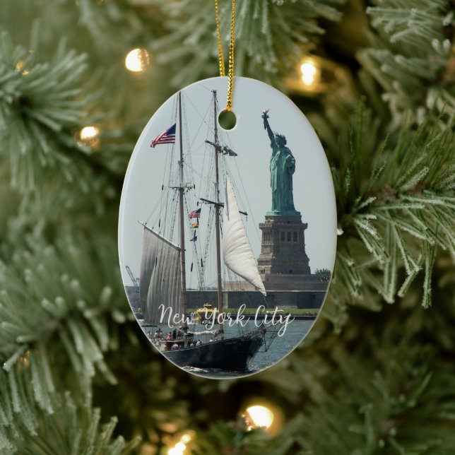 New York City Harbor Travel Photo Julgransprydnad Keramik (Träd)