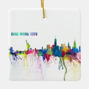 New York City horisont en Impressionistic tryckvå Julgransprydnad Keramik
