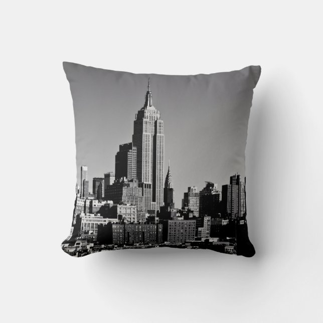 New York City horisont i svartvitt Kudde (Framsida)