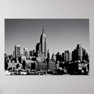 New York City horisont i svartvitt Poster