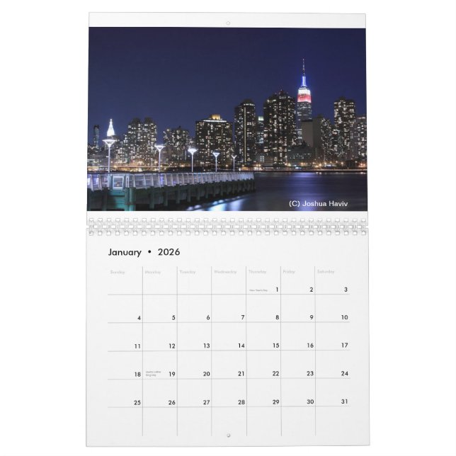 New York City horisont på nattväggkalendern Kalender (Jan 2026)