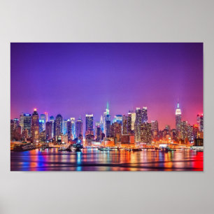 New York City horisontaffisch (färg) Poster