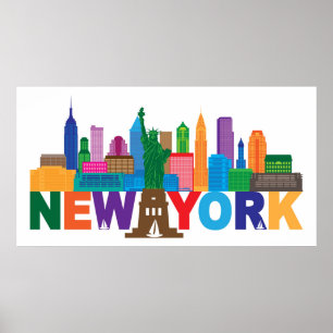 New York City horisonttypografi Poster