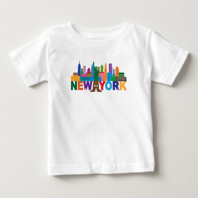 New York City horisonttypografi T-shirt (Framsida)