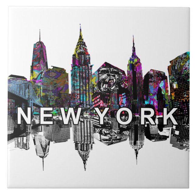 New York City i graffiti Kakelplatta (Framsidan)