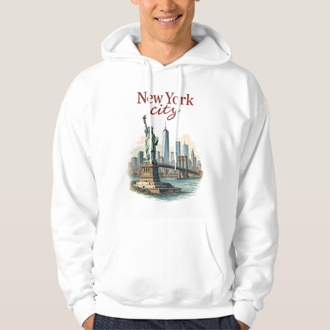 New York City – Iconic Statue & Skyline Hoodie (Framsida)