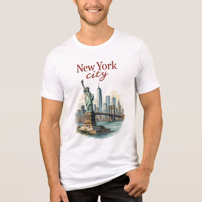 New York City – Iconic Statue & Skyline Shirt T (Framsida)