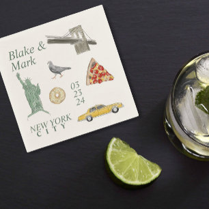 New York City Icons Bröllop Cocktail Napkins Pappersservett