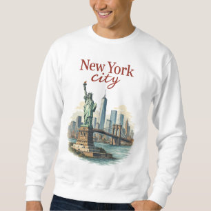New York City – Ikonisk Staty & Silhuett Tröja Lång Ärmad Tröja