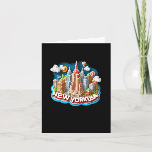 New York City in Usa Sticker Kort (Framsida)
