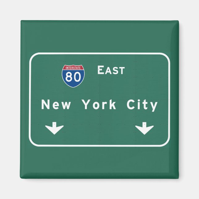 New York City Interstate Highway Freeway Road Sign Magnet (Framsidan)