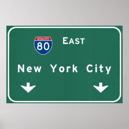 New York City Interstate Highway Freeway Road Sign Poster