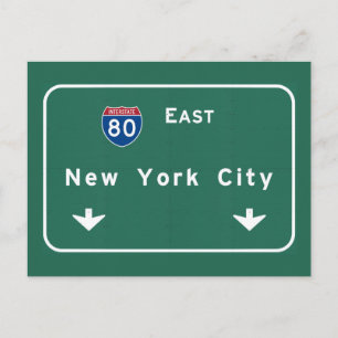 New York City Interstate Highway Freeway Road Sign Vykort