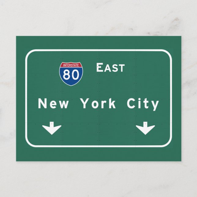 New York City Interstate Highway Freeway Road Sign Vykort (Framsida)