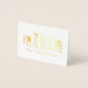 New York City jul NYC Helgdag Landmarks Julafton Folierat Kort