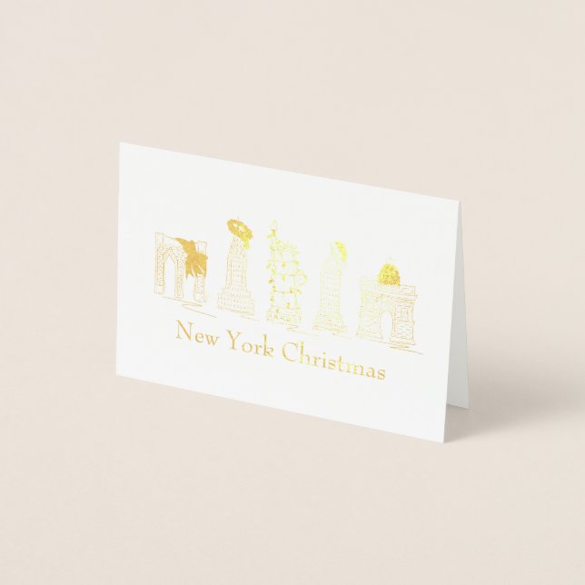 New York City jul NYC Helgdag Landmarks Julafton Folierat Kort (Framsida)