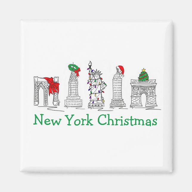 New York City jul NYC Helgdag Landmarks Magnet (Framsidan)