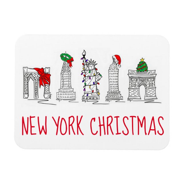 New York City jul NYC Helgdag Landmarks Magnet (Horisontell)