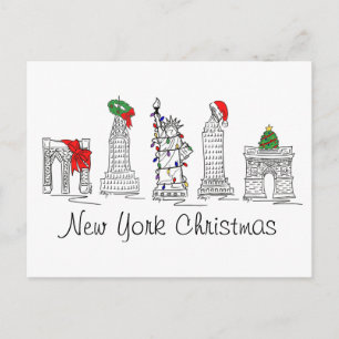 New York City jul NYC Julafton Helgdag Landmarks Helg Vykort