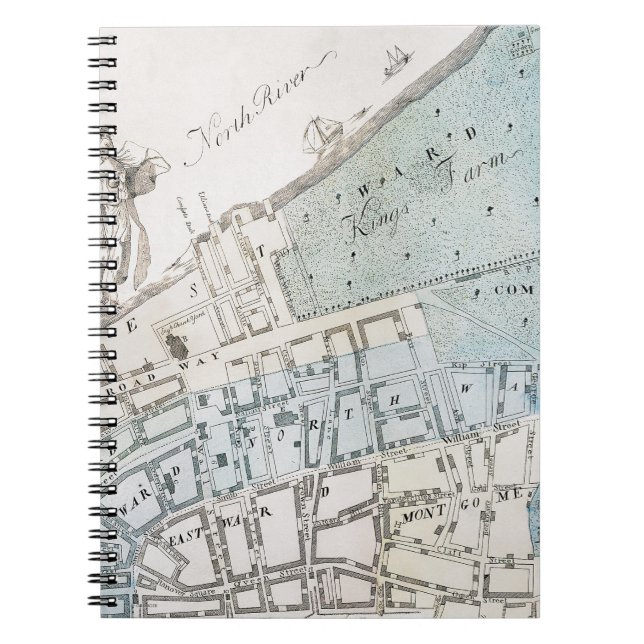 New York City karta, 1728 Anteckningsbok Med Spiral (Framsidan)