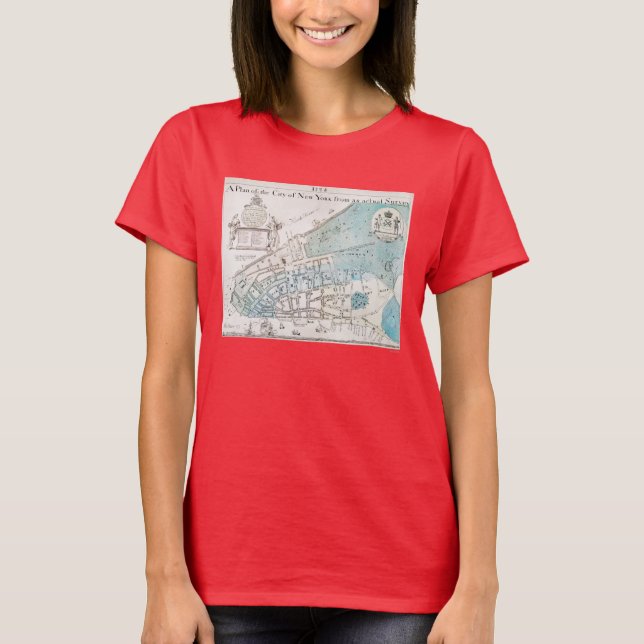 New York City Karta, 1728 T-shirt (Framsida)