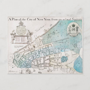 New York City Karta, 1728 Vykort