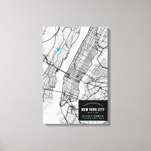 New York City Karta + markera din plats Canvastryck